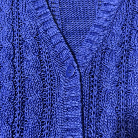 AMERICAN WEEKEND Vintage 80s Cardigan Sweater Women’s L Blue - Picture 2 of 8